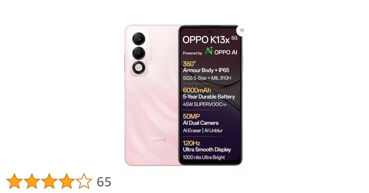 OPPO K13x 5G 6000mAh and 45W SUPERVOOC Charger & AI (Sunset Peach, 128 GB)  (6 GB RAM)