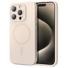 ESR for iPhone 15 Pro Max Case with MagSafe, Supports Magnetic Charging, Slim Liquid Silicone Case, Shock Absorbing, Screen and Camera Protection, Cloud Series, Light Tan